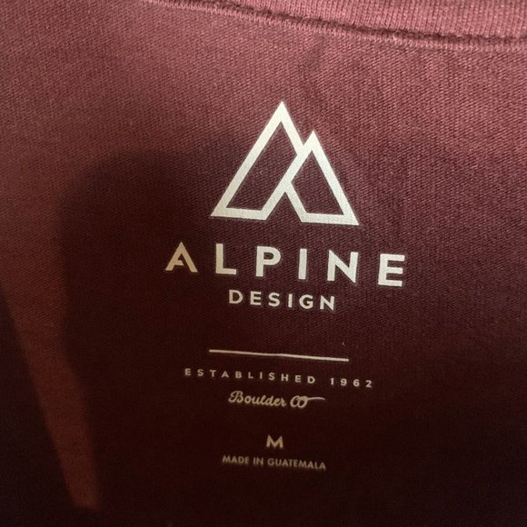 Alpine Design Shirt Men's Medium Burgundy Cotton Crew Neck Long Sleeve 7242 - Picture 2 of 9